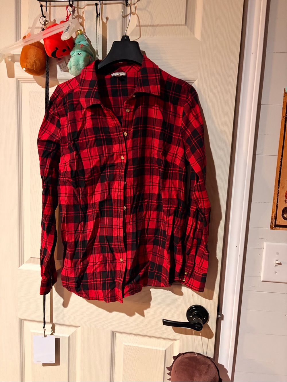 Red & Black Plaid Button-Up Shirt
